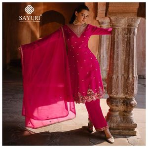 Dernier Designer Faux Georgette Soie Broderie Séquence Travail Salwar Costume Par Fab Zone - Product Image 4