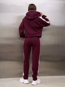 Conjunto Deportivo de Felpa de Poliéster de Alta Calidad para Mujer, Sudadera Holgada con Cuello Redondo y Pantalones Deportivos, Chándal Personalizado Liso - Product Image 2