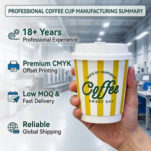 Gobelet à café en papier rayé de marque avec couvercle, vente en gros de gobelets personnalisés pour boissons chaudes pour les cafés spécialisés - Product Image 5