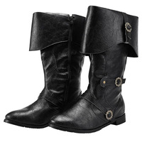 Bottes vikings médiévales pour hommes, motif arc-en-ciel, en cuir PU fait main, chaussures de costume gothique Renaissance pour Halloween