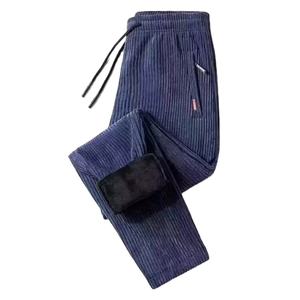 Pantalones Joggers para Hombre, Otoño Invierno, Felpa, Pana, Térmicos, Vintage, de Pierna Recta, con Bolsillo con Cremallera, Gruesos - Product Image 2