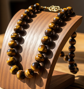 Acheter Collier œil de tigre femmes 18 pouces noué à la main tibétain argent serrure 14K plaqué or cadeau chrétien à la mode perles Design de mode - Product Image 5