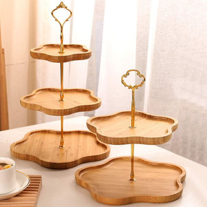 Soporte de pastel de madera de 3 niveles, elegante soporte de servidor de pastel de madera con mango de Metal, exhibición de postres para el hogar y organizador de utensilios de cocina - Product Image 5