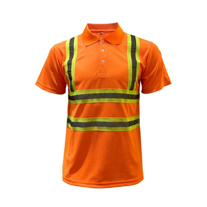 Polo à manches courtes haute visibilité d'été, vêtements de travail réfléchissants avec bas bleu marine pour les agents de sécurité - Product Image 2