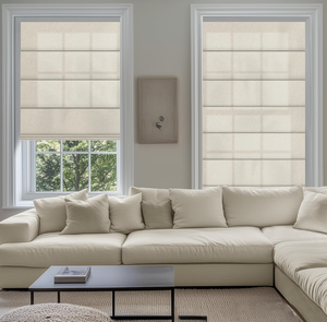 ستائر رومانية بسيطة مخصصة للمكاتب والمنازل، ستائر رومانية كهربائية من الألومنيوم مع مسار ستائر مدمج للنوافذ الفرنسية - Product Image 1