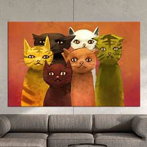 Toile imprimée : Impression personnalisée de six chats pour les amoureux des chats, TOILE ENVELOPPÉE - Product Image 1