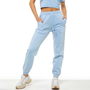 Nouveau design Logo broderie impression toile plat femmes Cargo pantalon automne coupe régulière taille moyenne couleur unie 100% coton - Product Image 1