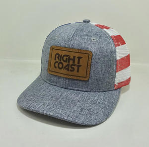 Logotipo de cuero estructurado Sombrero de camionero de tela de malla y algodón de perfil medio de color gris de alta calidad de 6 paneles en la fábrica de Vietnam - Product Image 2