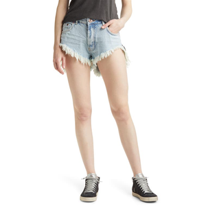 Shorts in denim stile vintage con lavaggio acido, taglia 25, per Kansas - Product Image 1