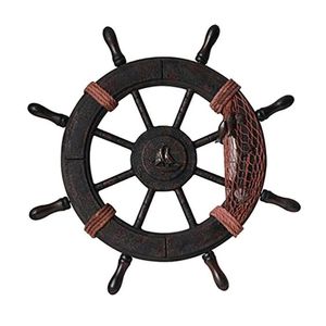 เรือสมอเรือเชือกวงล้อทำจากไม้ตกแต่งริมทะเลงานแฮนด์เมดแบบชนบทพร้อมสมอเรือ - Product Image 1