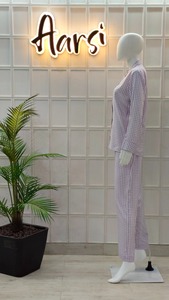 100% coton vêtements de nuit respirant doux décontracté tissu tissé élastique taille fermeture lisse confortable pour les saisons d'été automne - Product Image 2