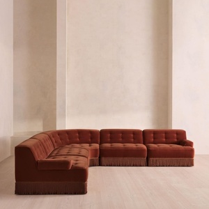 Divano Angolare Modulare Elowen HEC Fatto a Mano, Divano Sezionale con Frange per Soggiorno, Casa <span class=keywords><strong>e</strong></span> Club - Product Image 2