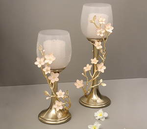 Juego de portavelas decorativas de Mesa para el hogar, portavelas de aluminio y vidrio, color dorado, para Hotel, restaurante y sala de estar - Product Image 5