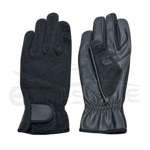 Gants d'hiver noirs chauds en polaire polaire véritable cuir compatibles avec les écrans tactiles personnalisables en gros OEM Gants d'extérieur pour hommes - Product Image 1