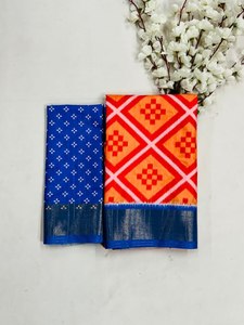 Hermosa fiesta desgaste Ikkat seda algodón saris - Product Image 3