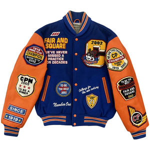 Chaqueta de Béisbol Personalizada de Alta Calidad con Parche de Chenilla Bordado, Manga de Cuero, Chaqueta Universitaria Vintage con Letras de Béisbol para Hombre - Product Image 1