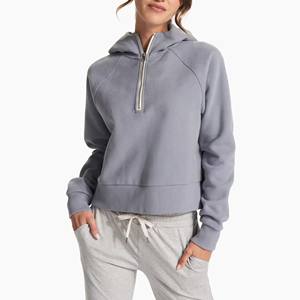 เสื้อกันหนาวมีฮู้ดผ้าขนแกะมีฮู้ดแบบลำลองของผู้หญิงเสื้อสวมหัวแบบตัดปักโลโก้ด้านหน้าซักได้สำหรับฤดูใบไม้ร่วง - Product Image 3