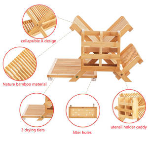 Estante para platos de bambú ajustable, producto de utensilios - Product Image 5