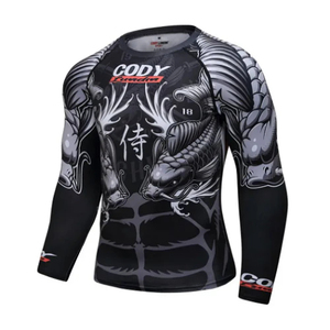 Prix de gros Vêtements de sport Conception personnalisée Sublimation Logo personnalisé Imprimé MMA BJJ GI Rash Guard Grappling Full Sleeve Rash Guards - Product Image 6