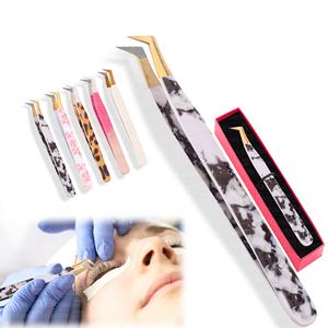 แหนบขนตาสแตนเลส45 90องศาด้ามจับเพชรพร้อมปลายแหลมและโลโก้ออกแบบได้ตามต้องการ - Product Image 1