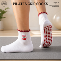 Chaussettes de sport en coton avec grip en silicone personnalisé, antidérapantes, pour Pilates