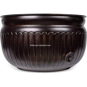 Pot/bol en métal en laiton élégant de haute qualité pots de fleurs et jardinières de jardin vintage pour la maison hôtel ou centre de villégiature pot d'eau martelé - Product Image 4