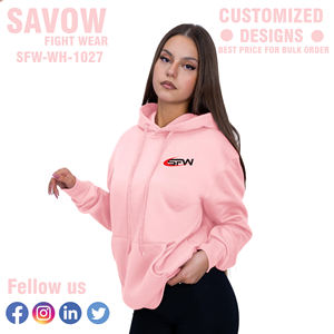 Sweats à capuche pour femmes pulls surdimensionnés en coton sweats à capuche courts Streetwear vestes polaires vêtements de sport personnalisés - Product Image 5