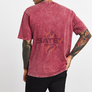 Camiseta Vintage de Algodón 100% con Lavado Ácido Personalizado para Hombre, Corte Recortado de Verano, Impresión Serigrafiada con Técnica Puff, Fabricación de Logotipos DTG - Product Image 2