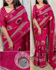 Recién llegado algodón con Zari Jacquard y lentejuelas trabajo Sari mujer moda fabricante y proveedor de Surat - Product Image 2