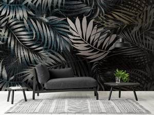 Fabriqué en Allemagne Photo Papier Peint Mural Jungle Noir Gris Non Tissé Vinyle Mural Palmiers Grand Format En Vrac-3,71x2,80 m - Product Image 5