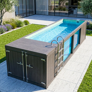 Above Ground Fiberglass Multifunctional Rectangular Swimming Pool Swim Spa with Custom Capacity Outdoor Water Fun Pool - Product Image 1