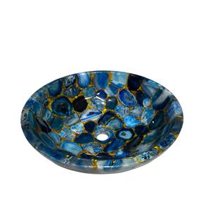 Indian Designer Top Quality Branded Handmade Design Sink Bowl With Blue Agate for Home and Restaurant Decoration Purpose - Product Image 2