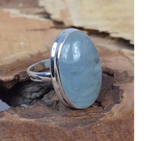 Anillo de forma ovalada de Aguamarina Natural, Plata de Ley 925 hecha a mano, joyería elegante de piedras preciosas, piedra natal de marzo, regalo de Navidad - Product Image 4
