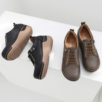 [JSHOE] Chaussures décontractées légères et confortables en cuir de vachette à plateforme et lacets, hauteur 5,5 cm