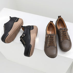 [JSHOE] Zapatillas Deportivas de Plataforma con Cordones de Cuero Vacuno, 5.5cm, Ligeras, Cómodas y Casuales - Product Image 2