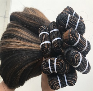 เครื่องดับเบิล Wefted เวอร์จินนุ่มและเนียนดิบอินเดียวัดสี No. 1B/30ตรงมนุษย์ผมส่วนขยายการรวมกลุ่มผมผู้ขาย - Product Image 5