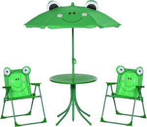Ensemble de table et chaises pliantes en métal pour enfants, avec parasol, portable, pour camping, plage, pêche, pique-nique, salon - Product Image 1