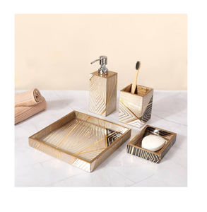 ชุดอุปกรณ์ห้องน้ำไม้4ชิ้น, ชุดอุปกรณ์ห้องน้ำโรงแรมชุดอุปกรณ์ตกแต่งไม้ - Product Image 1