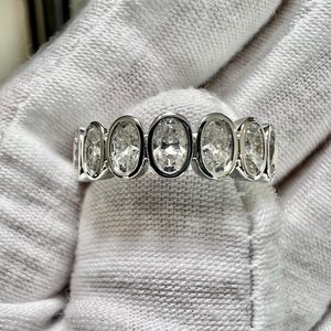 ชุดฝารูปไข่แหวนเซอร์คอนสำหรับปลูกในห้องแล็บแหวนครึ่งนิรันดร์สง่างามเงินสเตอร์ลิงชุบทองอย่างดีของขวัญเครื่องประดับสำหรับเธอ - Product Image 5