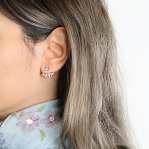 Clear Zircon Stone Pear Shape Two Earring Design Trendy Dainty Turkish Venta al por mayor Handcrafted 925 Sterling Jewelry - Product Image 3