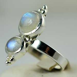 925 Sterling Silver Rainbow Moonstone <b>Statement</b> <b>Ring</b> Handmade Boho June Birthstone Jewelry 18K Perfect Gift for Her Birthday - Product Image 6