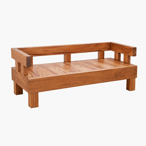 Banco de Madera Maciza de Suar con Respaldo, Diseño Rústico Moderno, Calidad Premium, Borde Natural, Asiento para Sala de Estar, Muebles para el Hogar - Product Image 1