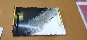 ถาดเรซินสำหรับตกแต่งที่มีเกล็ดสีทองเป็นเอกลักษณ์ถาดเรซินสำหรับใช้ในบ้าน - Product Image 6