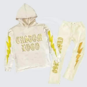 Conjunto de chándal de peso pesado de alta calidad para hombre, chándal con hombros caídos para joggers apilados con estampado de hojaldre para invierno - Product Image 5