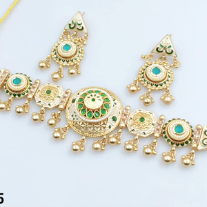 INDIAN TRADITIONAL and <b>FASHIONABLE</b> COPPER <b>JEWELLERY</b> BRIDAL WEDDING <b>JEWELLERY</b> SET for WOMEN EARRINGS and NECKLACE SET - Product Image 1