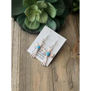 18k Gold Plated Navajo Sterling Silver Dangle Cross Earrings with <b>Shell</b> - Product Image 2