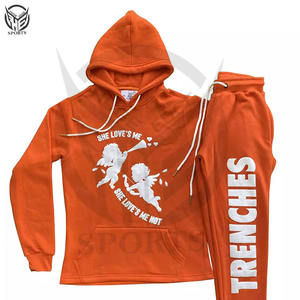 Conjunto de pantalones de chándal y Sudadera con capucha para hombre de alta calidad con logotipo estampado Puff personalizado, chándal deportivo de invierno, chándal de dos piezas para correr - Product Image 4