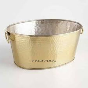 ถังใส่ไวน์และน้ำแข็งสำเร็จรูปโลหะชุบสังกะสีแบบโบราณและทองแดงมีโลโก้ออกแบบตามสั่ง - Product Image 3