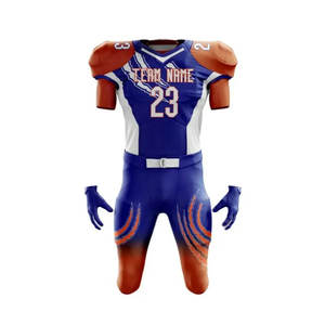 Uniforme de maillot de football américain bleu et blanc pour les jeunes, vêtements de sport confortables - Product Image 1