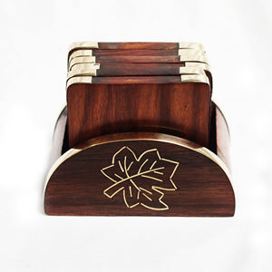 Qualité supérieure Forme carrée Bois fini Or Chrome Bordure Produit attrayant Noyer Décoration de table Service Dessous de verre Déco - Product Image 2